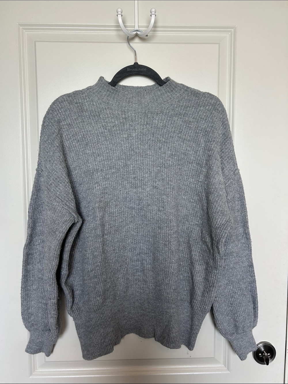 Classic Gray Ribbed Knit Sweater